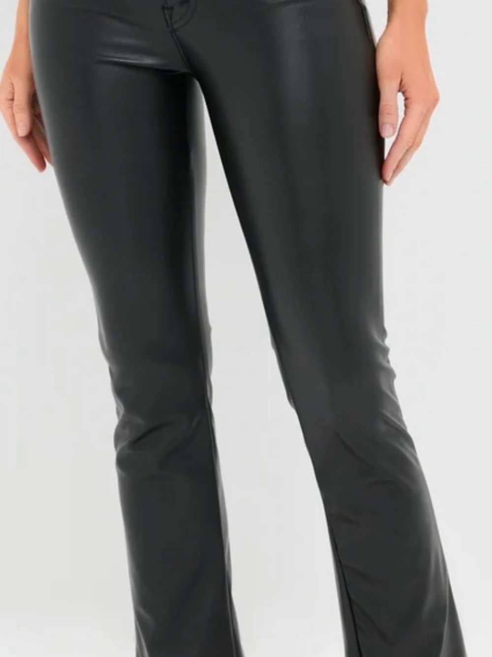 MOTHER Black Faux Leather Flare Pants
